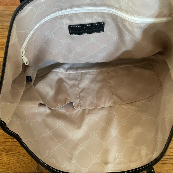 Barrington Gifts Navy Blue Cheetah Leopard Black Leather St. Anne Tote Bag - Picture 6 of 9